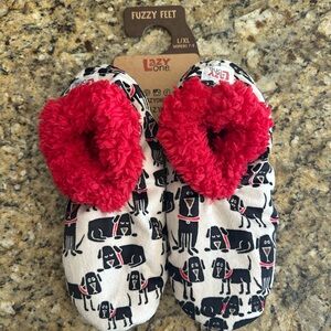 NWT Lazy One Fuzzy Feet Women’s Ruff Night Dog Print Slippers L/XL 7-9